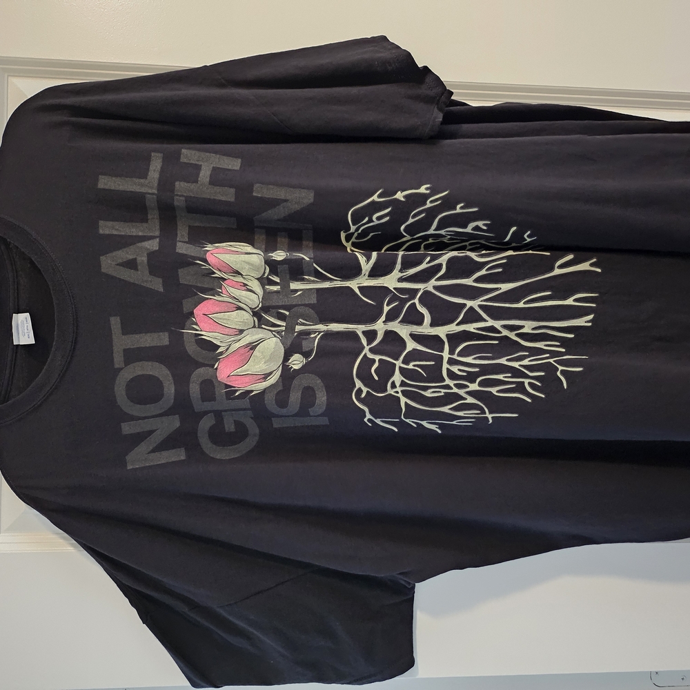 Port and Company Black Tee with Pink and White Design